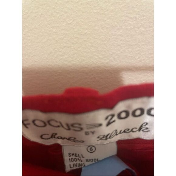 Focus 2000 by Charles glueck red wool 90s 80s two piece suit set size 6 - Picture 12 of 13